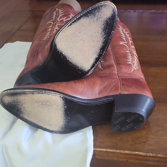 Tony Lama Blue Star Logo Leather Boots - Picture 4 of 6